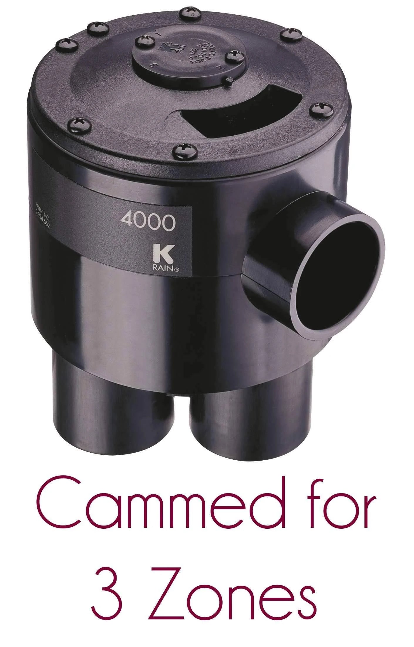 K-RAIN 1-1/4" 4000 Valve 4 Outlet 3 Zone with Lite Spring