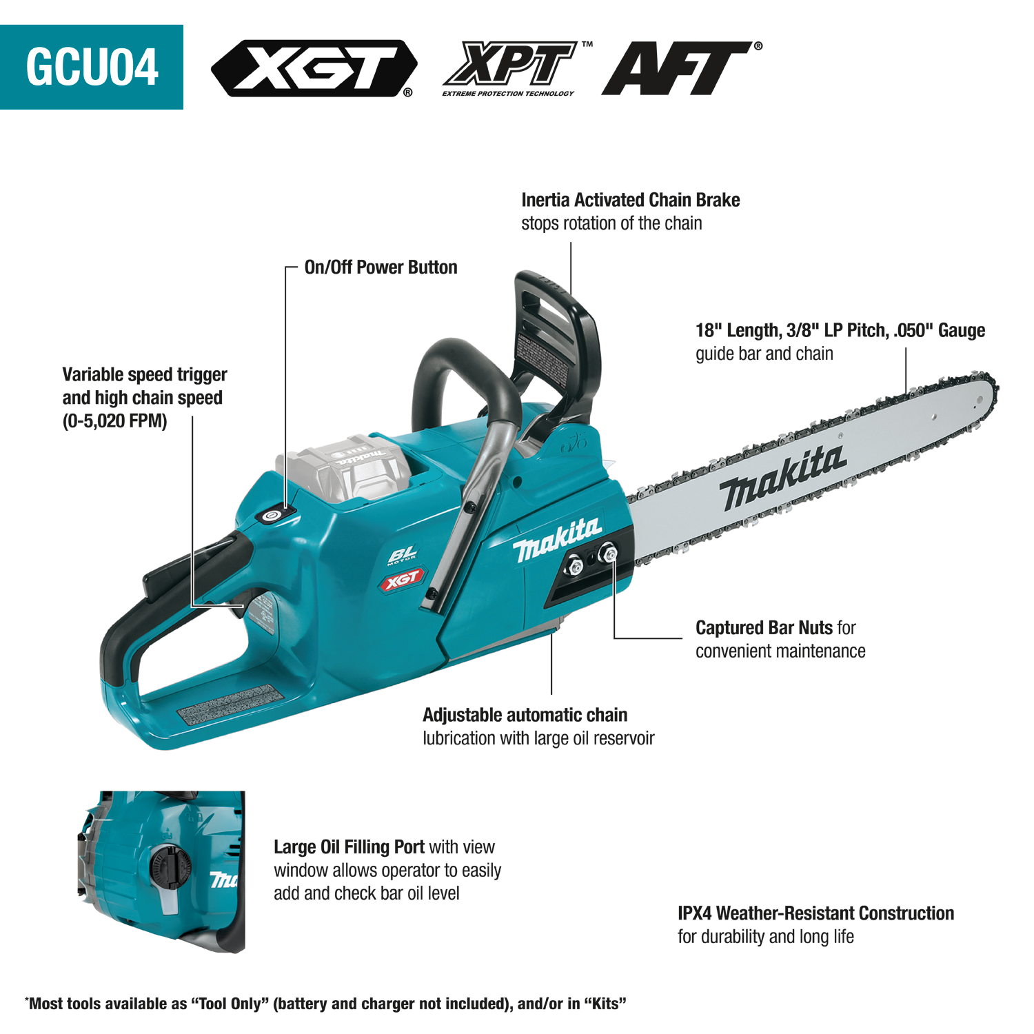 40 Volt Max XGT Brushless Cordless 18" Chain Saw Kit 5.0Ah